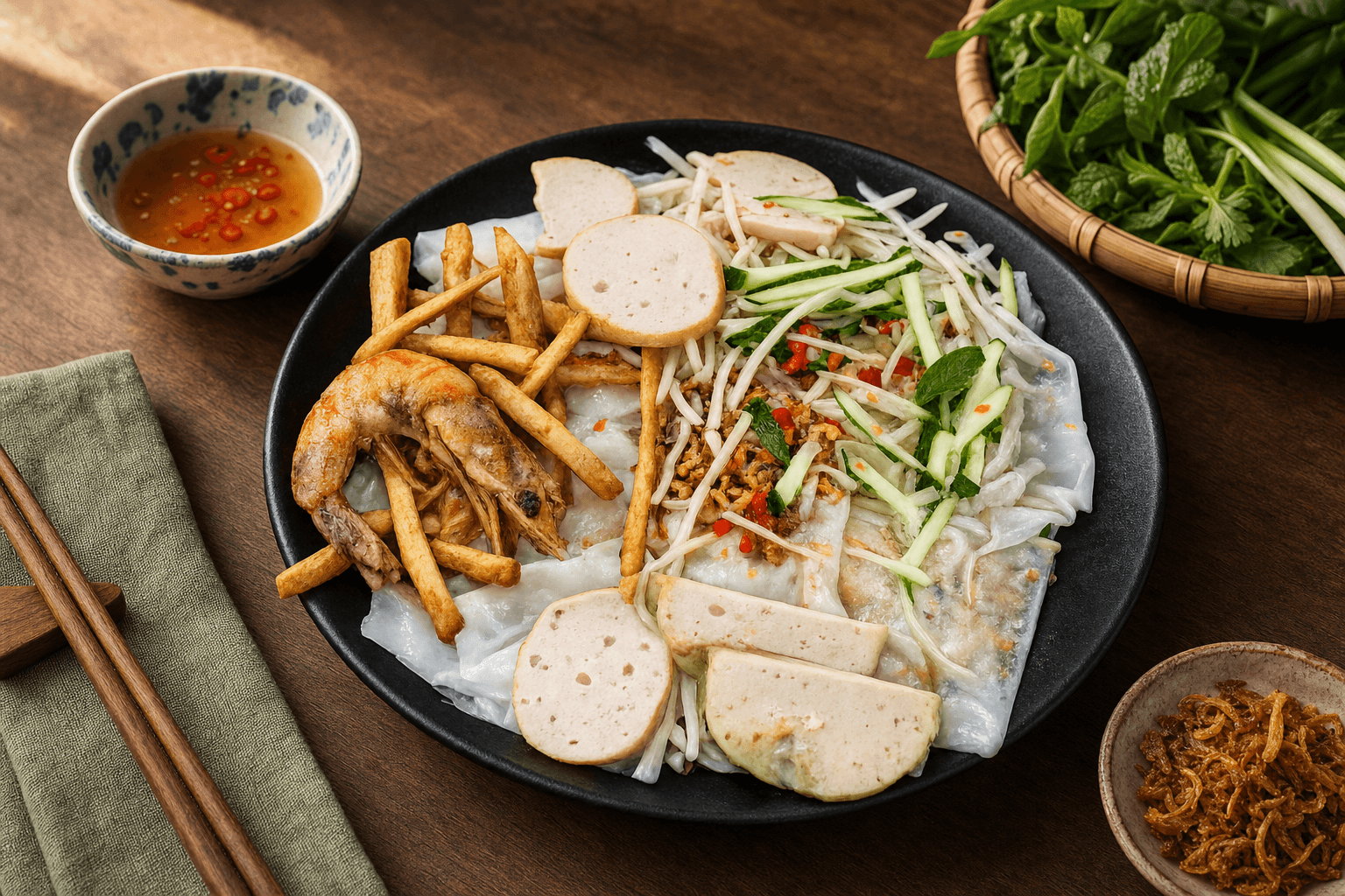 Bánh Cuốn Đặc Biệt, the full house special rice rolls plate