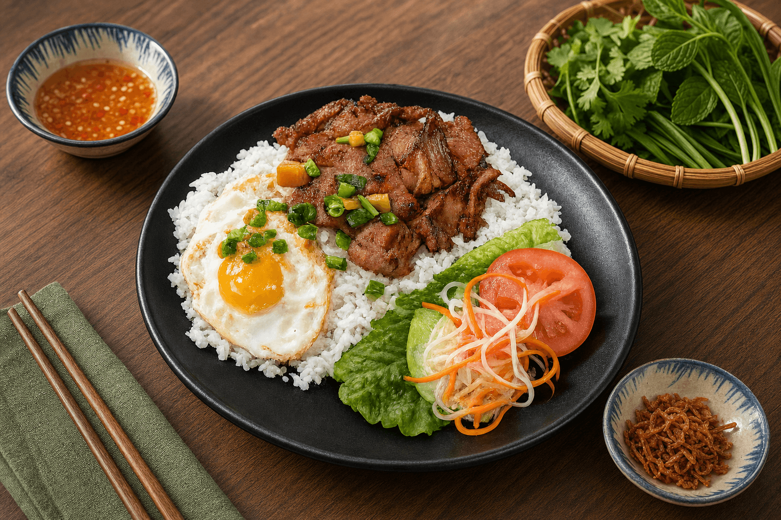Cơm Tấm, broken rice with grilled pork